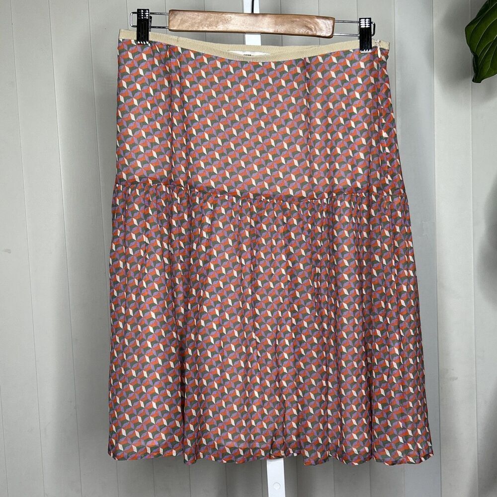 0039 Italy Tiered Short Skirt Geometric Flowy Made in Portugal Size L